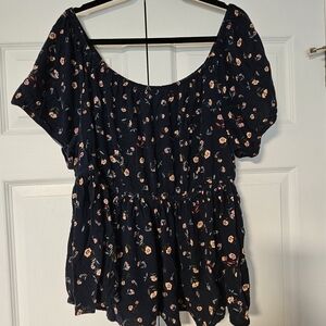 Torrid Navy Floral Blouse